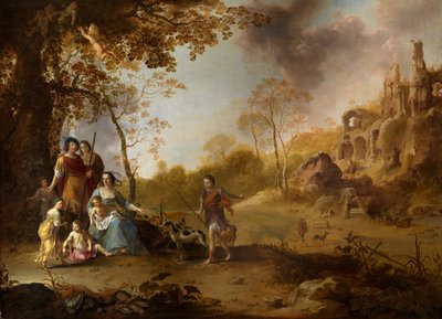 An Allegorical Family Portrait in a Landscape by Dirck van der Lisse